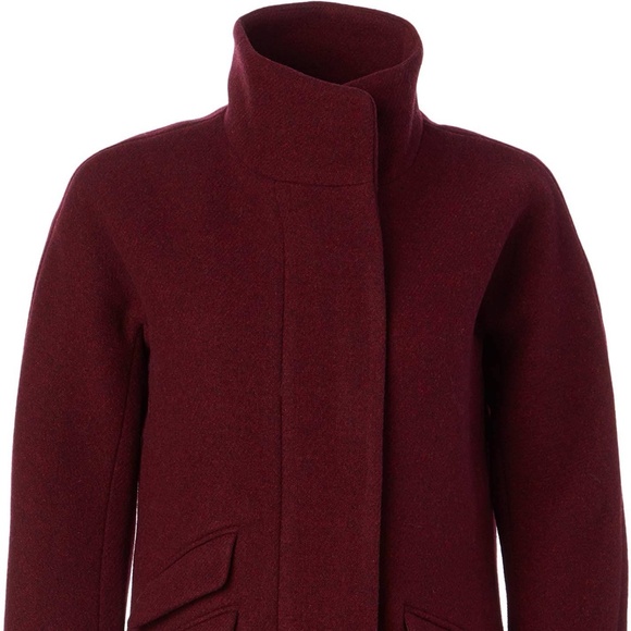 ✨NWT✨ J.CREW Cocoon Coat in Italian stadium-cloth Wool Blend Maroon Sz 0 (XS) - Picture 8 of 16